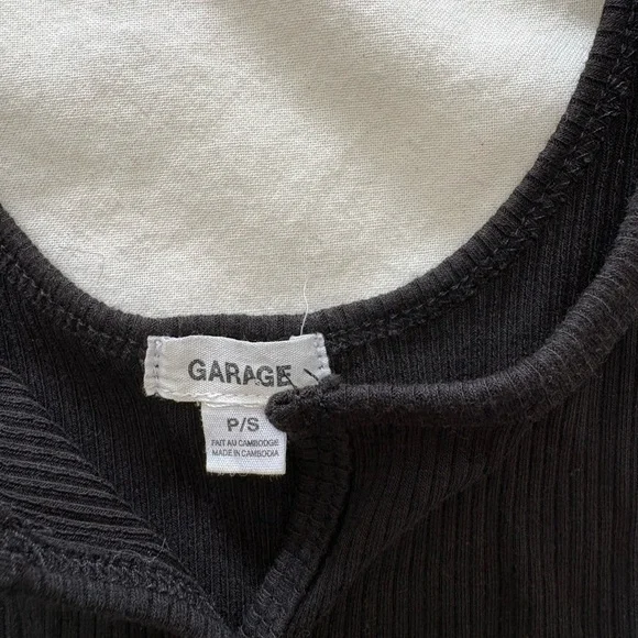 Garage Black Ribbed Crop Top - Picture 2 of 2